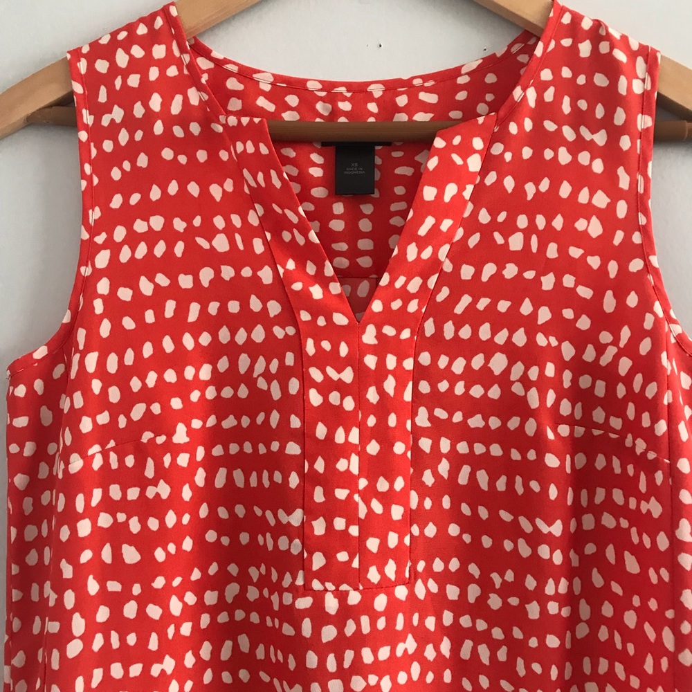 🏝️ Ann Taylor Factory Sleeveless Dotted Shift Dress in Orange • XS - Picture 3 of 6